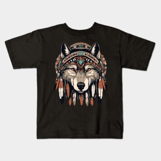 Native American Wolf Tribal Kids T-Shirt